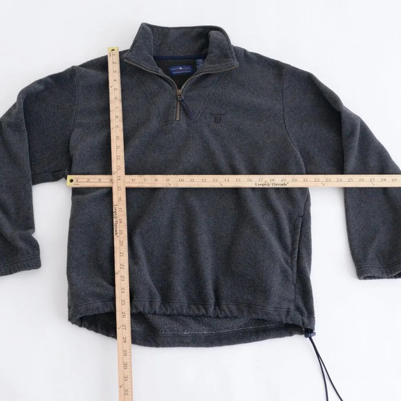 VTG Gant L.A. Brand Graphite  Gray Fleece Half Zip Pullover Sweater Size Medium - Picture 3 of 10